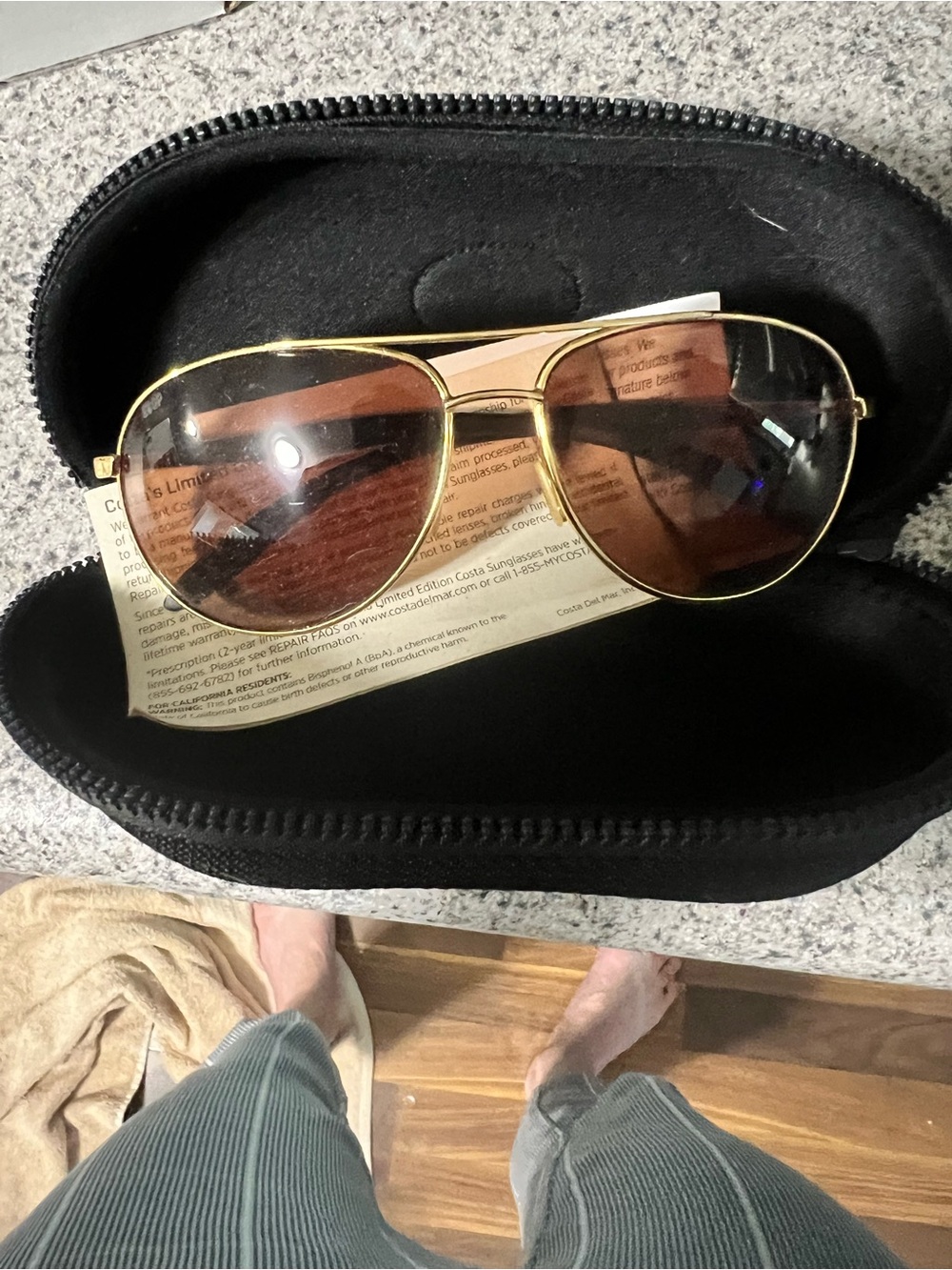 Costa Men’s Gold Frame Sunglasses with Brown Lenses